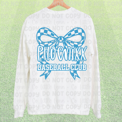 Phoenixx Baseball Club Bow Blue