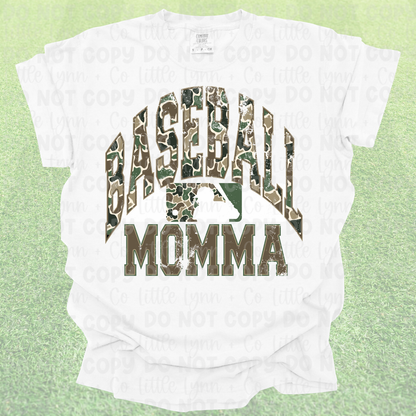 Camo Baseball Momma Tee