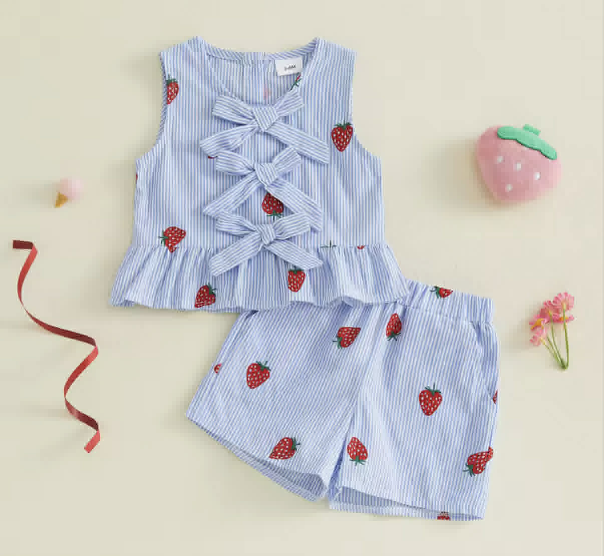 PREORDER - Strawberries + Bows Set