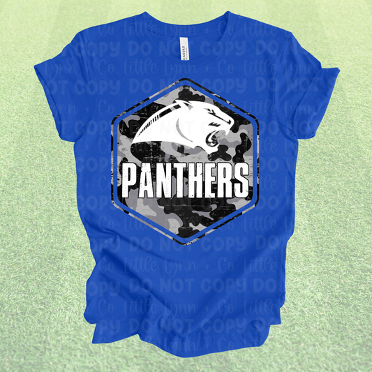 Panthers Camo Crest Spirit Tee