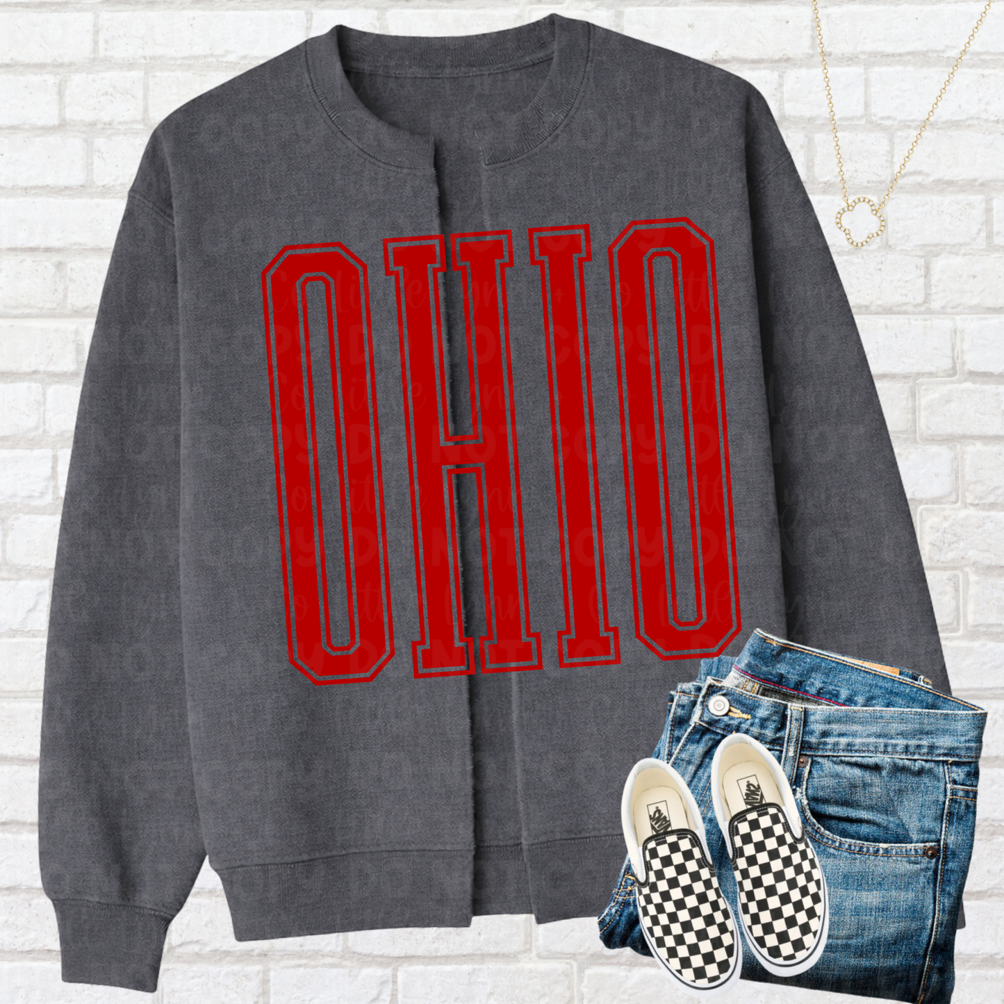 OHIO Split Crewneck Cardigan Scarlet + Gray