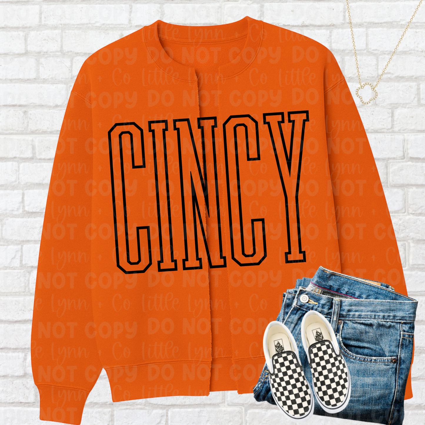 CINCY Split Crewneck Cardigan Orange
