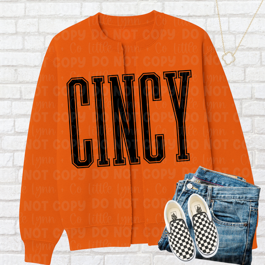 CINCY Split Crewneck Cardigan Orange